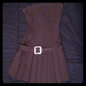 Dark brown shirt dress with belt